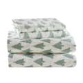 Queen Flannel Sheet Set with Ikat Tree Pattern - Cozy 100% Cotton Bedding