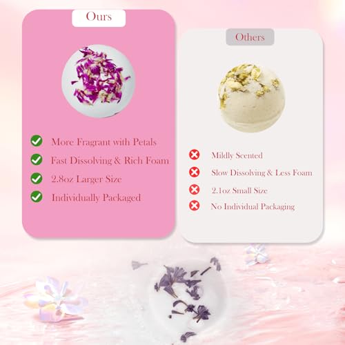 Persidra 12 Pack Large Flower Bath Bombs - 2.82 oz Spa Gift Set with Dried Petals