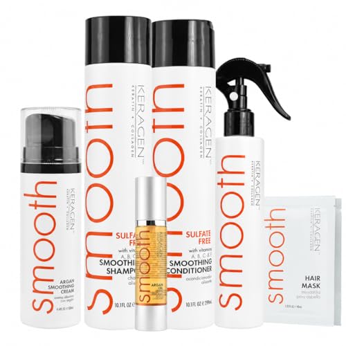 Keragen Damaged Hair Repair Kit with Keratin & Heat Protection - 6 Pieces