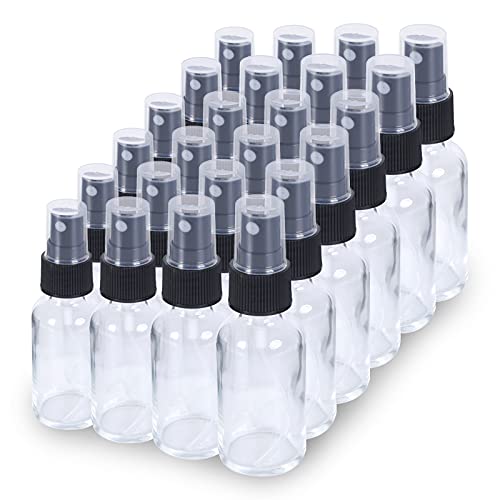 Clear Glass Spray Bottle 2oz Pack of 24 with Fine Mist Sprayer - Essential Oils, Beauty & Travel