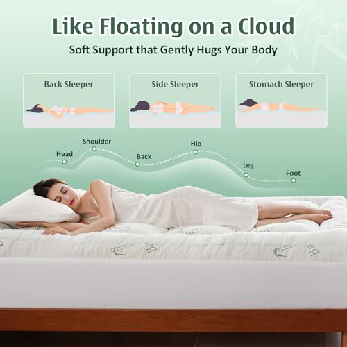 DOWNCOOL King Mattress Topper 3 Inch Breathable Bamboo Viscose Air Layer