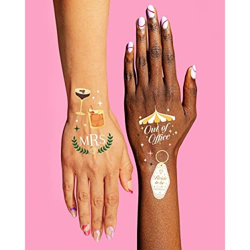 xo, Fetti Bachelorette Party Club Bride Temporary Tattoos - 48 Foil Styles | Bach Party Decoration, Bridesmaid Favor, Bride to Be Gift + Country Clubs & Cocktails, Vacation