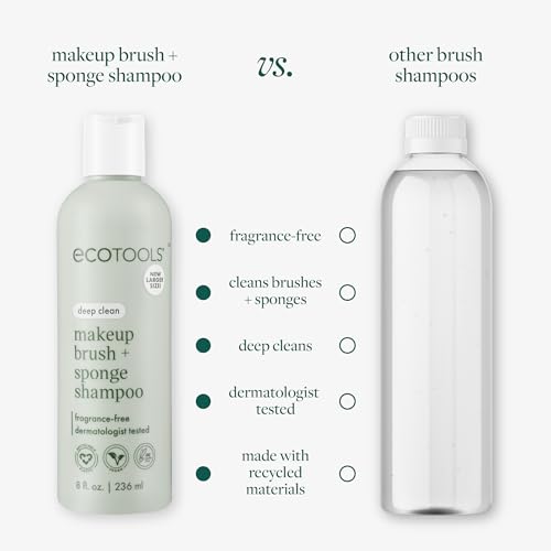 EcoTools XL Makeup Brush and Sponge Shampoo - 16 Fl Oz Pack of 2, Fragrance-Free, Vegan & Cruelty-Free