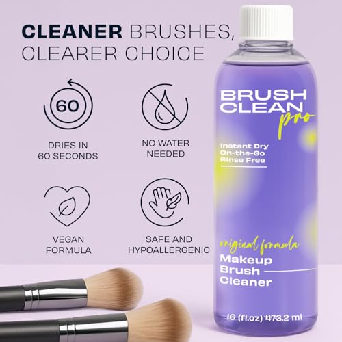 Original Lavender Makeup Brush Cleaner - Professional Cleanser for Makeup Brushes - Quick-Drying, Rinse-Free Formula - Removes Stubborn Waterproof Make Up, 16 oz