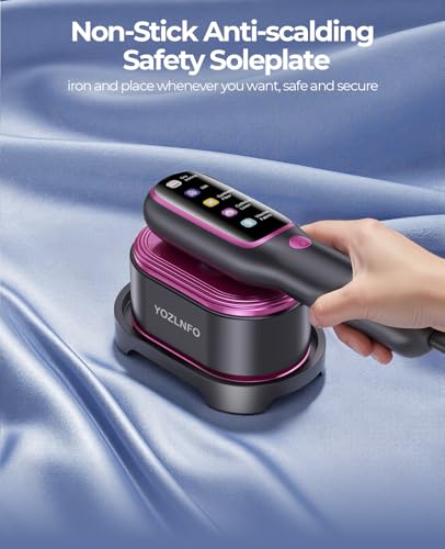 YOZLNFO Glossy Purple & Grey Travel Garment Steamer, Portable Handheld Iron 110V