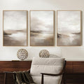 Neutral Abstract Landscape Wall Art Set - 3 Panels 16x24 Inches Framed