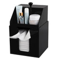 Anyoifax Disposable Facial Towels Storage Compatible with Clean Skin Club Clean Towel XL Double Layer Acrylic Box Cotton Pads Container Qtip Bin Face Towelettes Holder for Bathroom Counter, Black