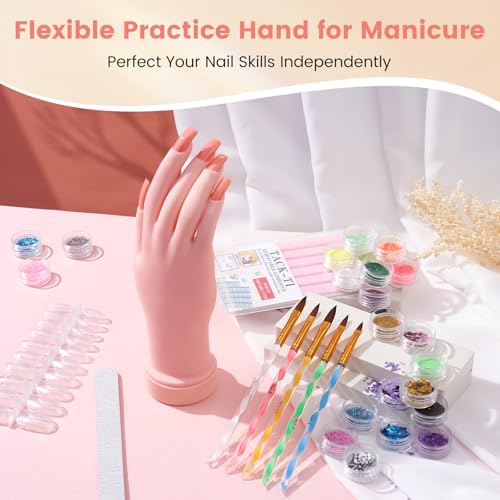 Wilfniee Nail Kit for Beginners - Practice Hand & 80W Nail Lamp - White Variation