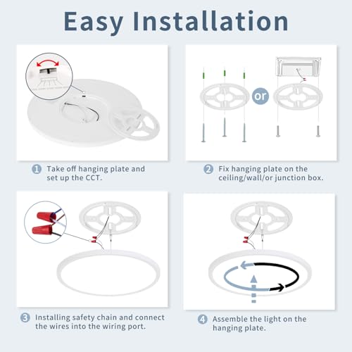 ROVEXO White 14.9 Inch LED Flush Mount Ceiling Light 5CCT 32W 3343LM 6 Pack
