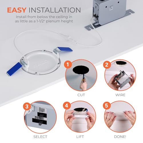 HALO 4 Inch Canless LED Recessed Lighting Kit 5 CCT Dimmable 4 Pack - Ultra Slim
