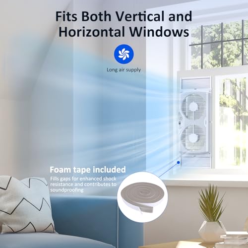 Shinic Twin Window Fan with Reversible Airflow, Thermostat & 3 Speeds