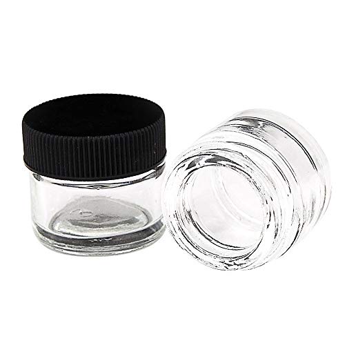 250 Pack 5ml Glass Concentrate Jars with Black Screw Top Lids - Essential Oil, Lip Balm, Makeup Containers