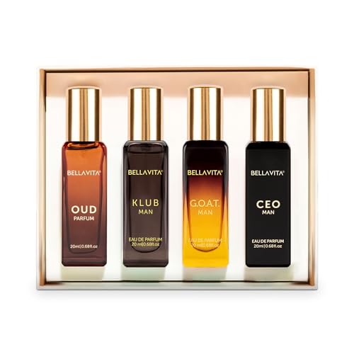 Men's Luxury Perfume Gift Set - 4 Miniatures, Woody & Citrusy Scents
