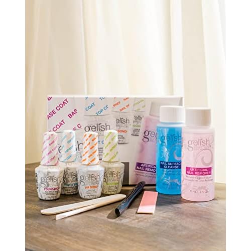 Gelish MINI Complete Basix Kit - Gel Nail Polish Prep Essentials Starter Kit with Foundation, pH Bond, Top It Off, Nourish, Nail Remover & Cleanser - Long-Lasting Salon-Quality Manicure at Home.
