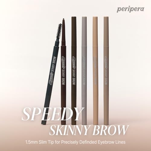 PERIPERA Speedy Skinny Brow (01 Gray Brown),1.5mm Precise Eyebrow Pencil, Dual-Sided Fine Tip Shades, Define Fills Brow Make up, K Beauty, Korean Make-up