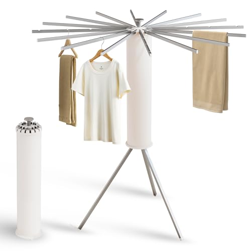 LIENAHU 16 Aluminum Poles Clothes Drying Rack Foldable & Retractable Laundry Stand