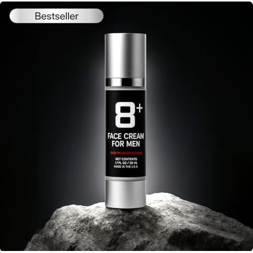 8+ Face Cream for Men | Advanced Hydrating Formula with 8 Active Ingredients | Smooths Fine Lines | Firms and Brightens Skin | Under Eye Care for Dark Circles | Fast Absorbing | Made in USA | 1.7oz