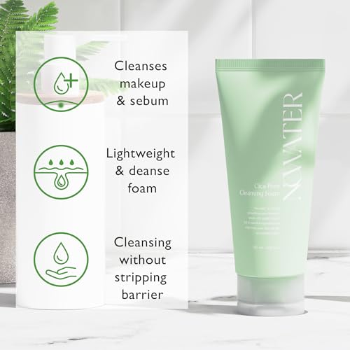NOWATER Cica Pore Cleansing Foam | Pore Cleansing and Sebum Control | Cica, Hyaluronic Acid, Aloe | Daily Face Wash | Korean Skin Care for face (4.05 fl.oz)