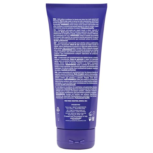 ALFAPARF MILANO Semi di Lino Color Depositing Purple Conditioner - Removes Yellow & Brassy Tones for Blonde, Platinum, Highlighted, Gray, & Silver Hair - Brightens, Moisturizes, Adds Shine