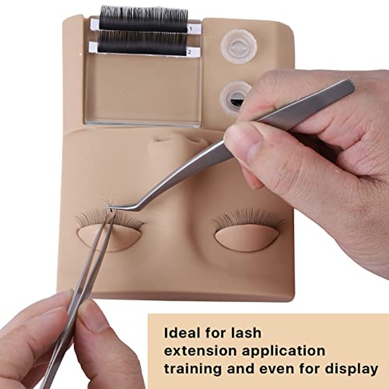 3-in-1 Lash Mannequin Head, Upgraded Eyelash Mannequin Head with Glue Rings Eyelash Extension Tray, Eye Lash Extension Starters Kit for Practicing