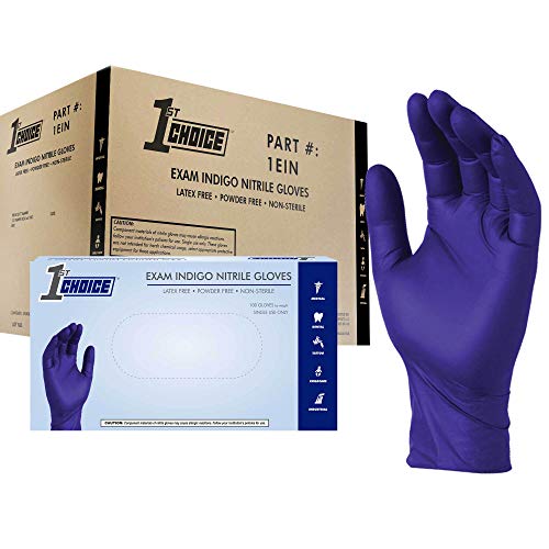 Disposable Indigo Nitrile Exam Gloves - Medium, 3 Mil, 1000 Pack