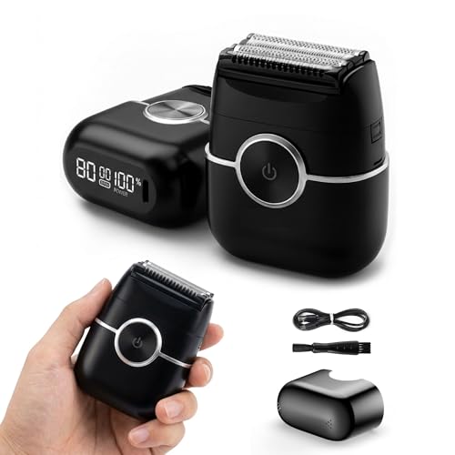 Men's Portable Electric Razor with Trimmer, Waterproof USB-C Shaver - Travel Friendly