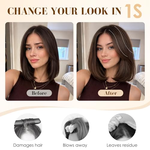 Clip-In Hair Extensions 10 Inch Thick Human Hair Short Volume Clip Set - Golden Brown & Bleach Blonde - Variation of THIS listing