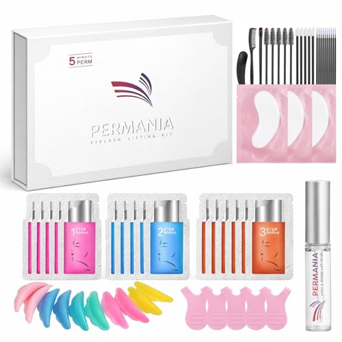 PERMANIA Eyelash Lift Kit, Natural Curling and Lifting Effect Lash Lift Kit & Brow Lamination Kit Fast Perming with Easy Instructions