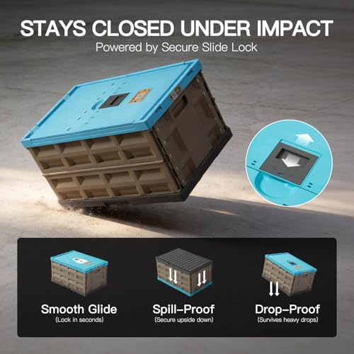 Heavy Duty Collapsible Storage Bins - 45L Blue Pack of 2