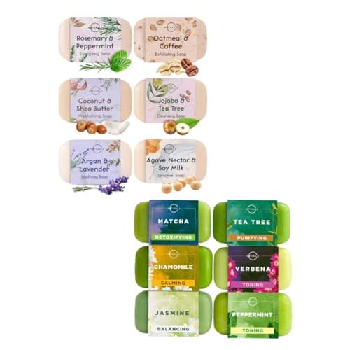 O NATURALS. Natural Soap Collection and Green Tea Soap Collection Bundle. Two 6 packs 4 ounce Each Bar