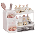 UFORU White Makeup Organizer with Brush Holder, Large Vanity Storage