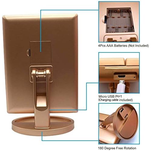Trifold Makeup Mirror Vanity Mirror with Lights,1X 2X 3X Magnification,Touch Control,Adjustable Rotation,Dual Power Supply,Portable Travel Cosmetic Mirror,Birthday Gifts for Women,Teengirls
