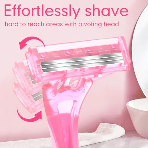 Lasnten 30 Pcs Women's Disposable Razors with 3 Blades for Sensitive Skin - Portable & Hygienic