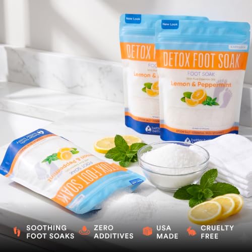 Detox Foot Soak 3 Pack Bundle - 32 Ounces Epsom Salt Foot Spa Soothing Soaks