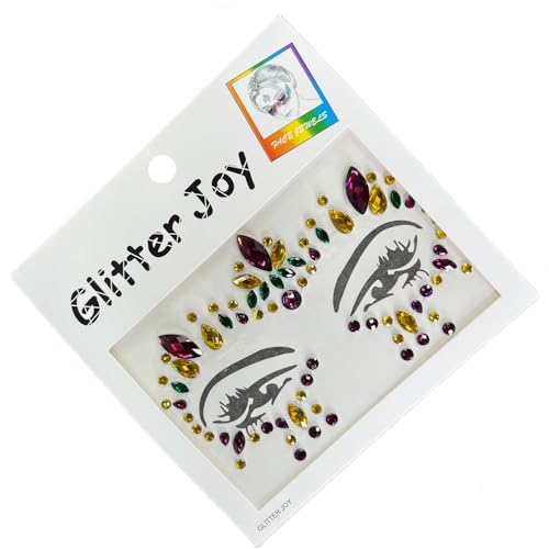 Halloween Face Gems Face Jewels Sticker Eyes Body Gem Sticker Temporary Face Tattoos,5-Pack, Multi-Color