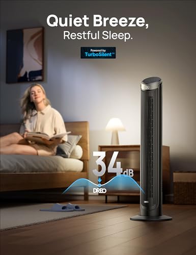 Black 40-Inch Tower Fan for Bedroom - 90° Oscillating Blower, Quiet Cooling