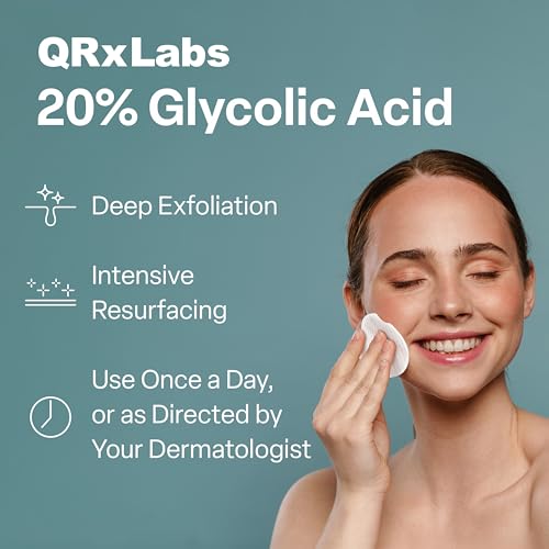 QRxLabs Resurfacing and Hydrating Duo: Glycolic Acid 20% Resurfacing Pads + Hyaluronic Acid 2oz Serum - Smoother, Hydrated and Radiant Skin - Daily Use - 50ct Pads