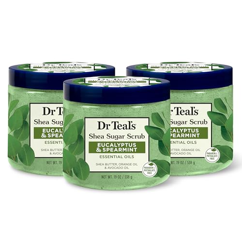 Dr Teal's Shea Sugar Body Scrub with Eucalyptus & Spearmint Essential Oils - 19 oz Pack of 3