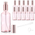Pink Glass Spray Bottles Set - Refillable 3.4 Oz Fine Mist Atomizers for Perfumes & Essential Oils