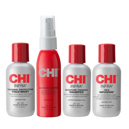 CHI Infra Hair Care Kit - Moisturizing Shampoo, Treatment, Shine Infusion & Heat Protectant