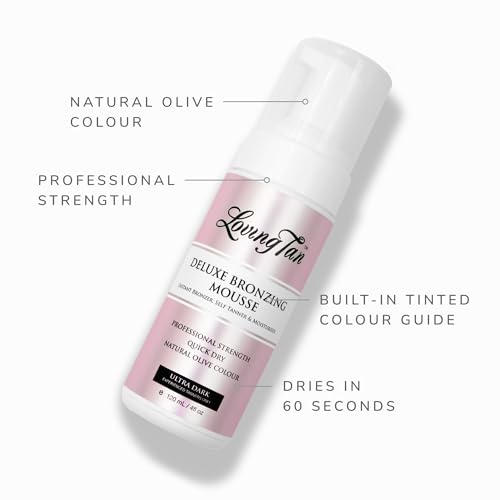 Loving Tan Deluxe Self Tanning Bronzing Mousse, Ultra Dark - Streak Free, Professional Quality Sunless Tanning - Up to 5 Self Tanner Applications per Bottle, Cruelty Free - 4 FL Oz