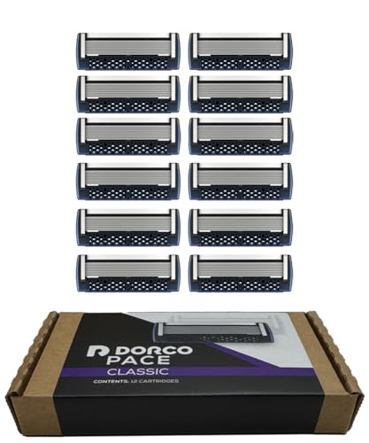 DORCO Pace Classic 7 Blade Razor System Refill Cartridges - 12 Pack