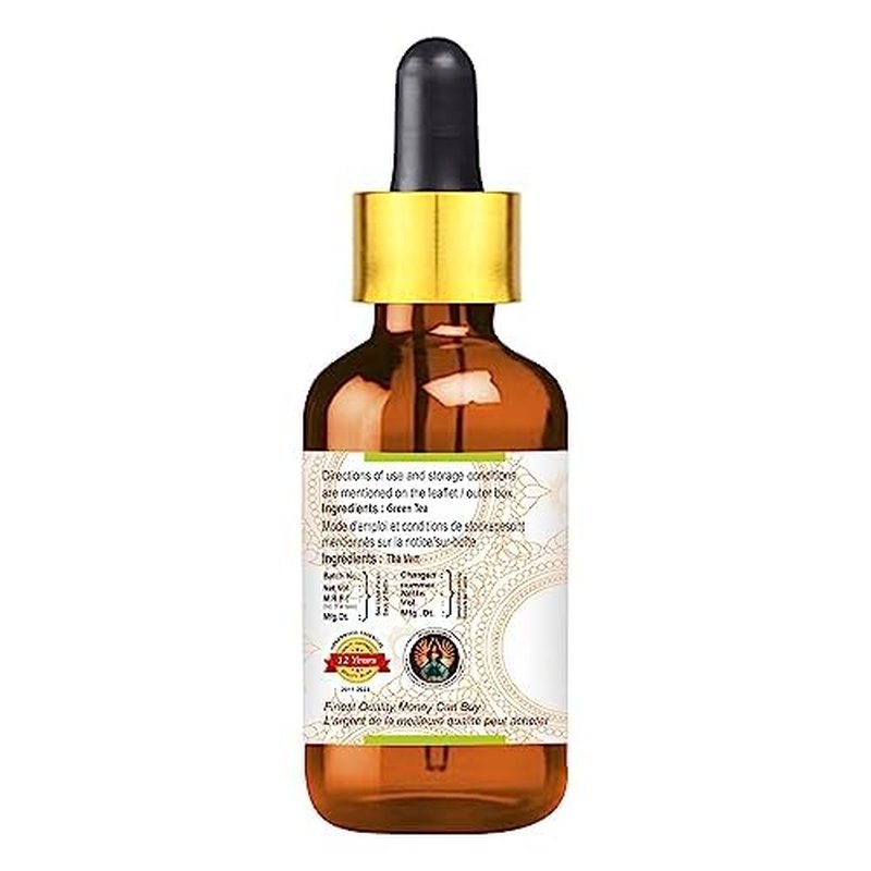 Greenwood Essential Green Tea Oil (Camellia sinensis) with Glass Dropper | Cold Pressed | Natural | Undiluted | for Diluting Essential Oils | for Skin & Massage | Men & Women | 15ml (0.50 oz)
