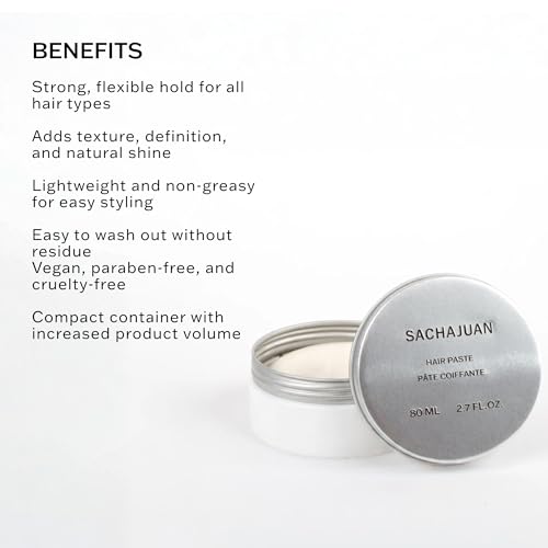 SACHAJUAN Strong Hold Hair Paste for Men, Non-Greasy, 2.7 oz