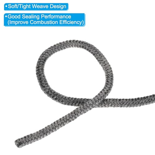 PATIKIL 1" x 98" Wood Stove Gasket, Graphite Fiberglass Round High-Temperature Resistance Seal Rope Replacement for Stoves Fireplace Door, Black