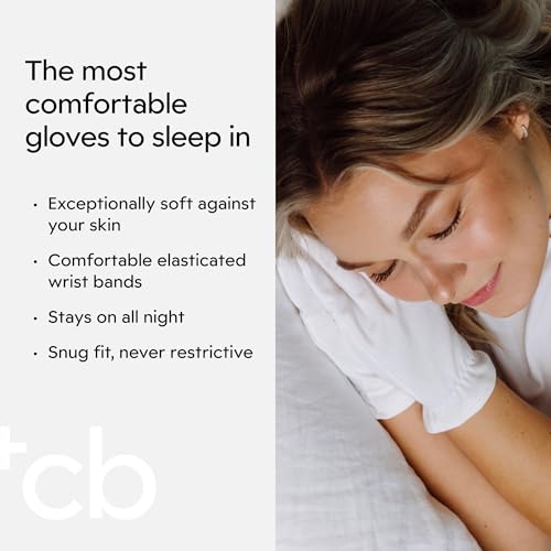 Clearbody Organics 100% Organic Cotton Gloves for Dry Hands Sleeping - Overnight Moisturization for Cracked, Sensitive and Rough Hands - Hypoallergenic, Soft and Breathable (5 Pairs, Size L)