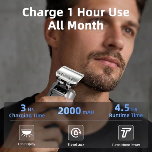 Blue 6-in-1 Men's Beard Trimmer & Electric Shaver Set - Hair Nose & Body Grooming