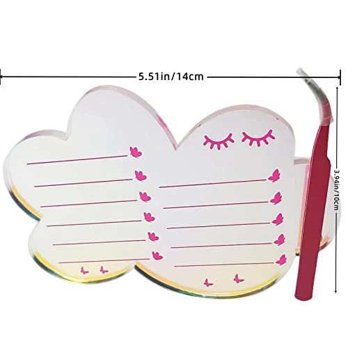 Dazzling Eyelash Grafting Pallet, Acrylic Lash Tile holder, Makeup Palette Eyelash Extensions Storage Gasket Pads with Suction for Tweezers (Cloud-Shaped A)