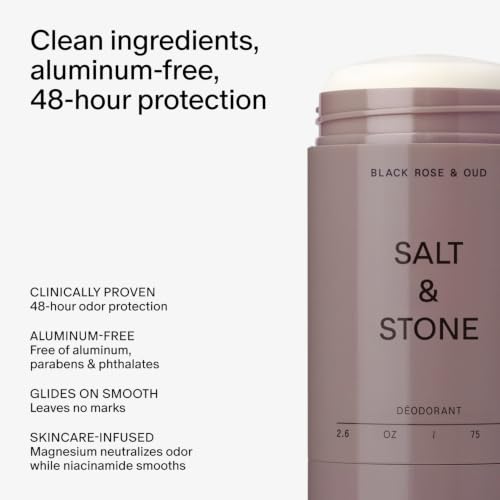 Salt & Stone Aluminum Free Deodorant 2.6oz Pack of 2 - 48H Natural Protection for Women & Men with Seaweed & Oud