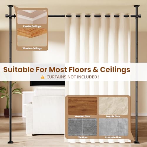 Bonpally No Drilling Room Divider Curtain Rod Black 28-171 Inch Adjustable